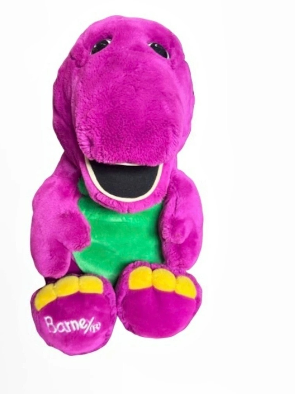 Barney Vintage Barney the Dinosaur Plush with Embroidered Foot Vintage 1992 17"